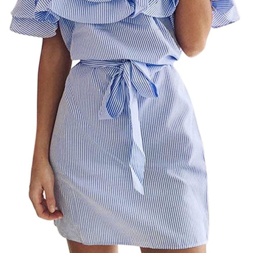 🧡Blue and white summer dress